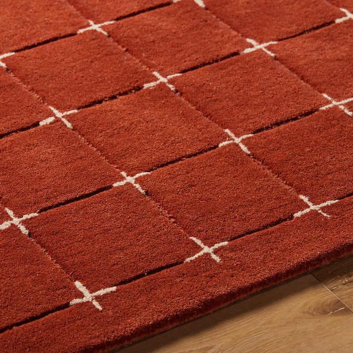 Brook Hand Tufted Terracotta Beige Wool Modern Living Dining Bedroom BKO2334 Rug