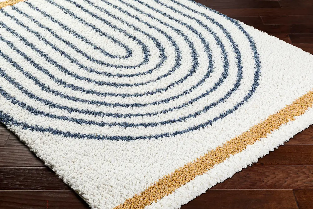 PIHU Shaggy Global Plush Pile Dark Blue Rug