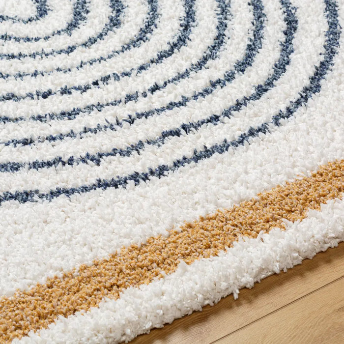 PIHU Shaggy Global Plush Pile Dark Blue Rug