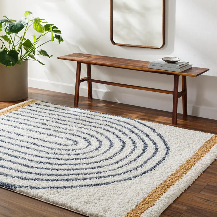 PIHU Shaggy Global Plush Pile Dark Blue Rug