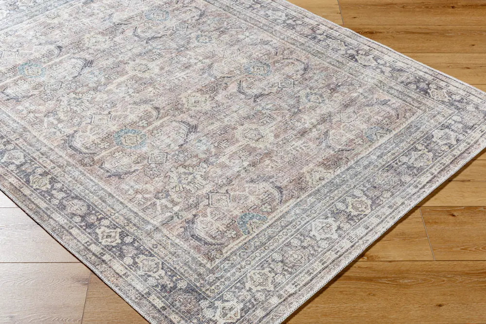 SHALINI Becki Owens x Livabliss Machine Washable Oriental Boho Light Silver Rug
