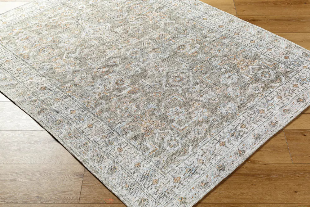 MAHAK Becki Owens x Livabliss Machine Washable Oriental Boho Khaki/Light Silver Rug
