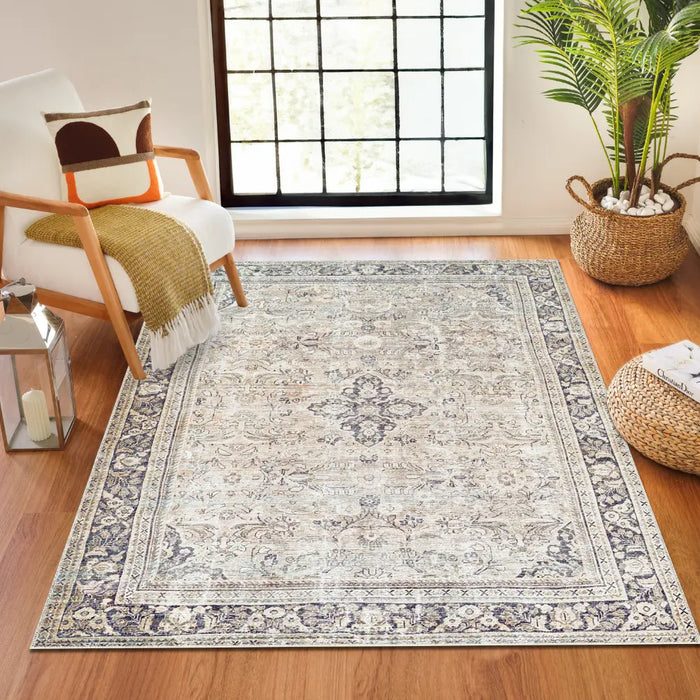 CHETNA Becki Owens x Livabliss Machine Washable Oriental Boho Warm Grey/Khaki Rug