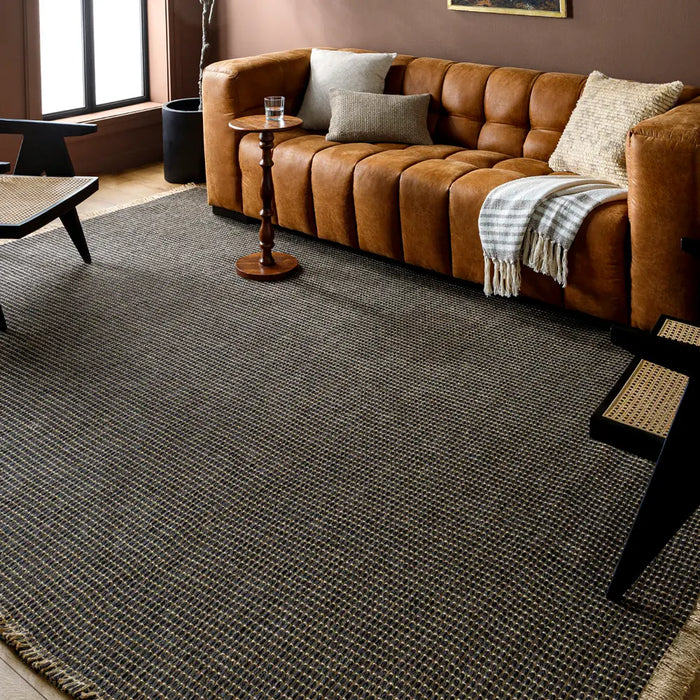 Kimi Becki Owens X Livabliss Solid And Border Charcoal Jute Rug