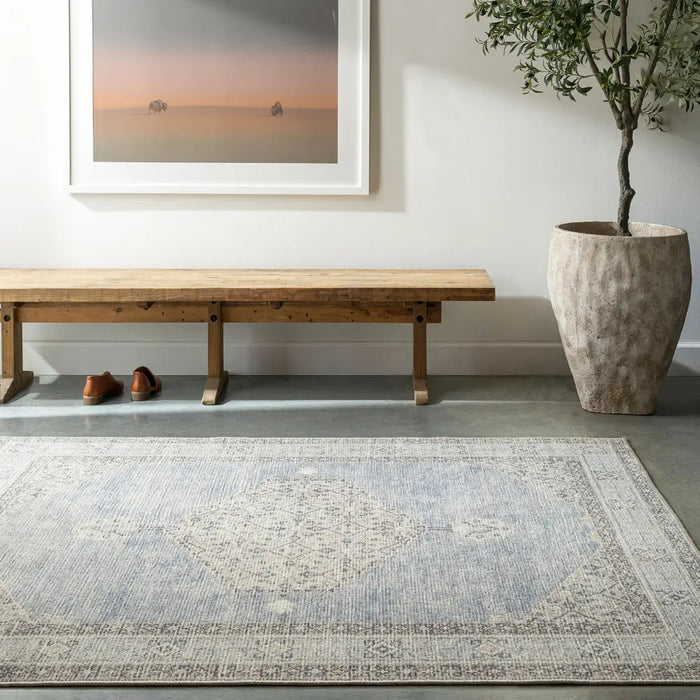 Lila Becki Owens X Livabliss Vintage Oriental Boho Denim/Ivory Rug