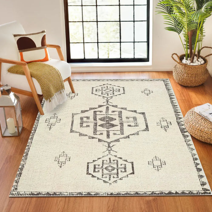 SUMAN Becki Owens x Livabliss Global Berber  Ivory/Black Rug