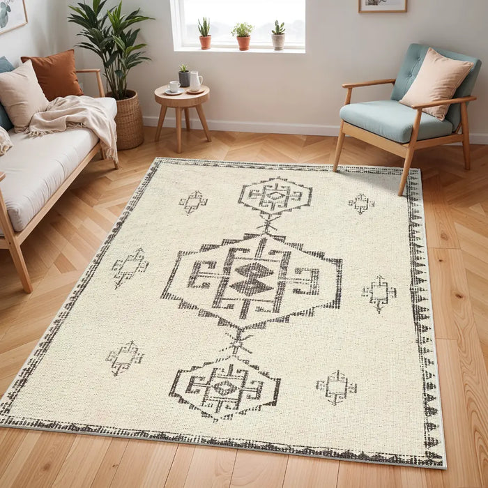 SUMAN Becki Owens x Livabliss Global Berber  Ivory/Black Rug
