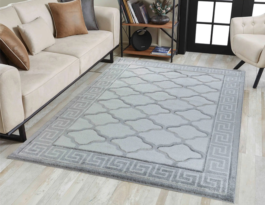 Serdim Rugs valencia 745 grey Grey Living Room Geometric Rug.