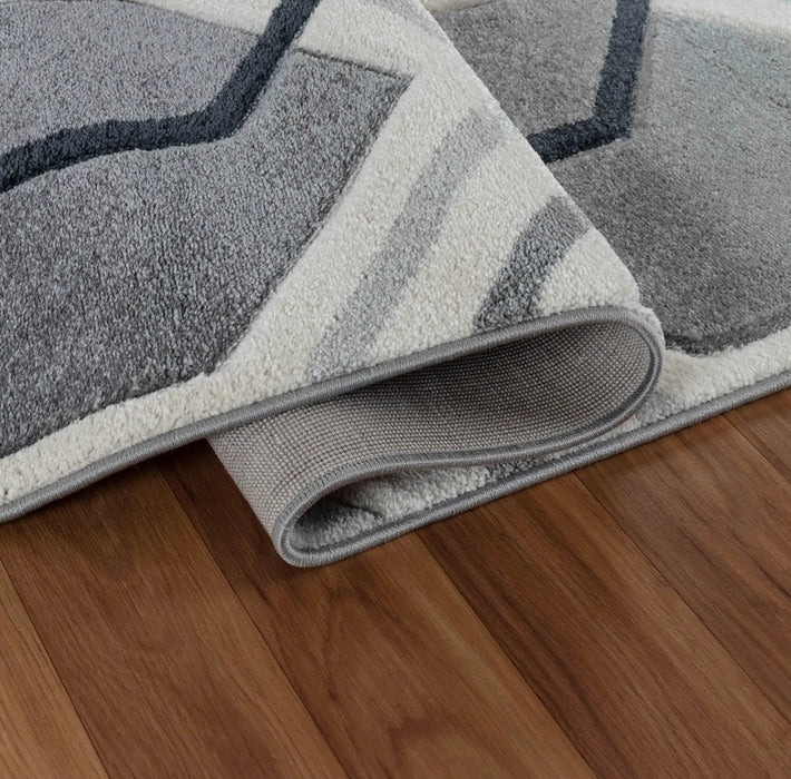 Serdim Rugs valencia 750 grey Grey, Yellow, Multicoloured Living Room Geometric Rug.