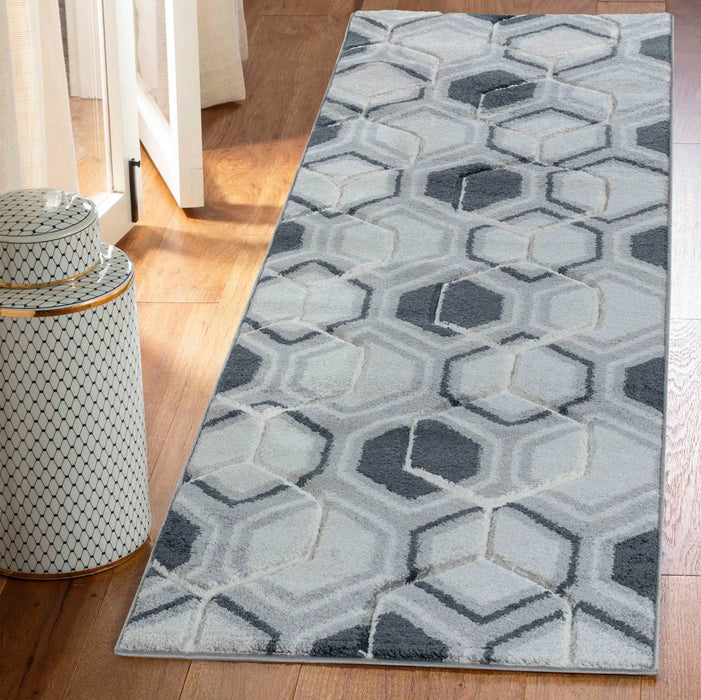 Serdim Rugs valencia 750 black Grey, Black Living Room Geometric Rug.
