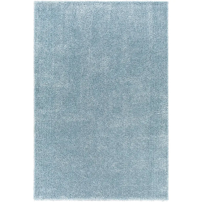 CLAIRE Shaggy Solid Color Plush Pile Denim Rug Blue