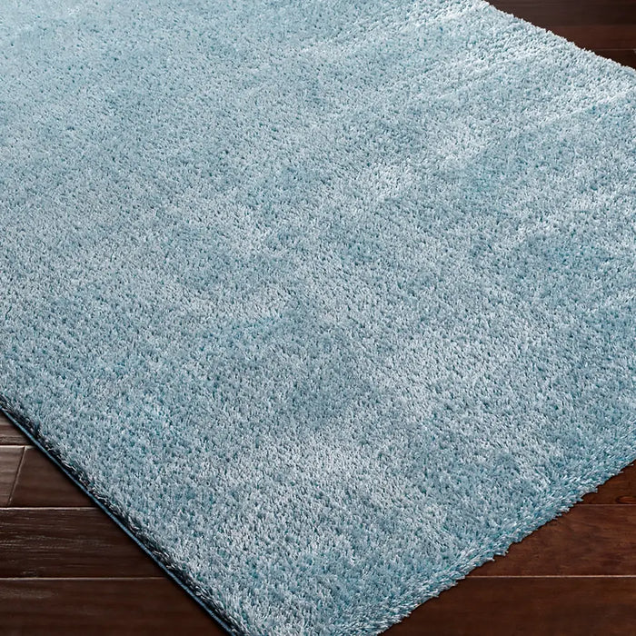 CLAIRE Shaggy Solid Color Plush Pile Denim Rug Blue