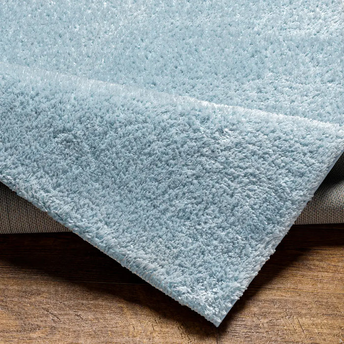 CLAIRE Shaggy Solid Color Plush Pile Denim Rug Blue