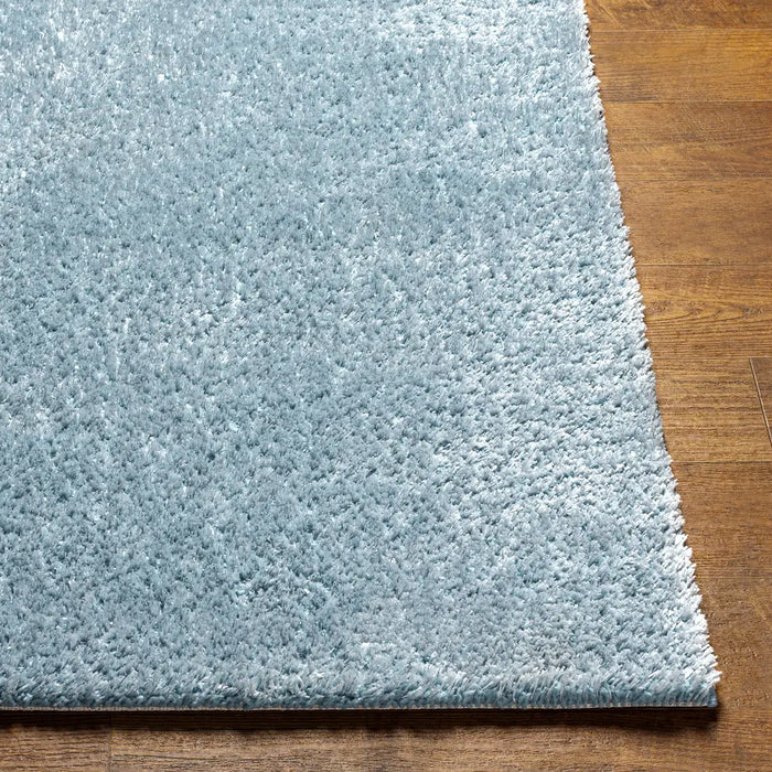CLAIRE Shaggy Solid Color Plush Pile Denim Rug Blue
