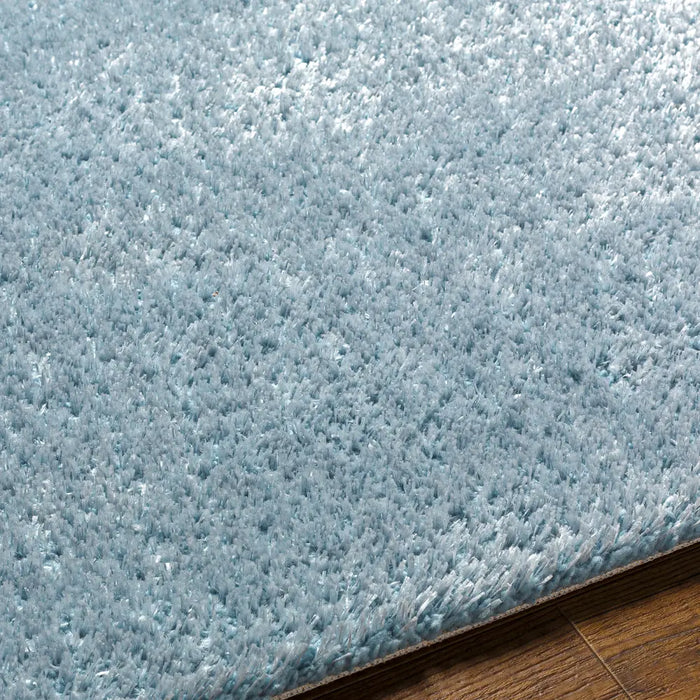 CLAIRE Shaggy Solid Color Plush Pile Denim Rug Blue