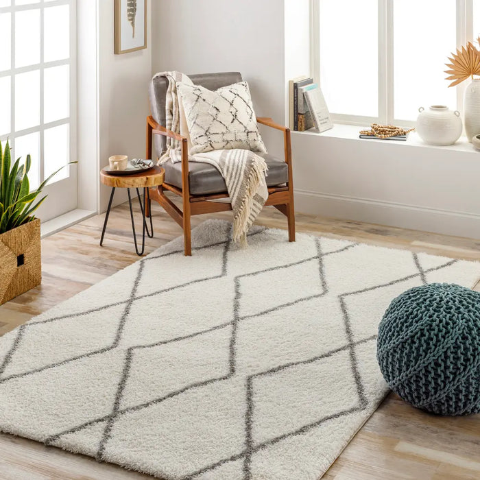Juno Shaggy Modern Plush Pile Ivory Rug