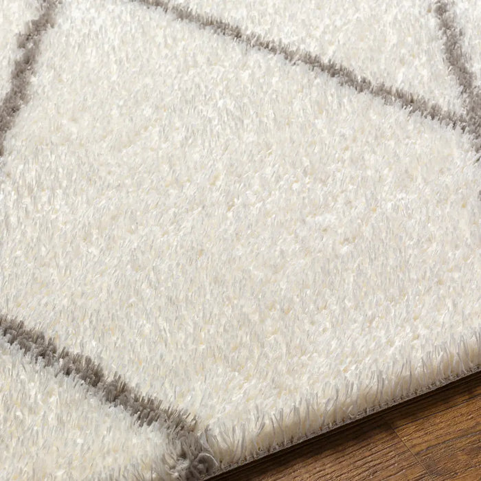 Juno Shaggy Modern Plush Pile Ivory Rug