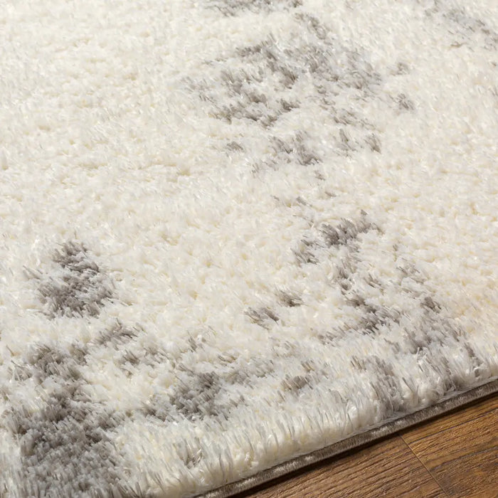 SAYUNTKA Shaggy Modern Plush Pile Ivory Rug