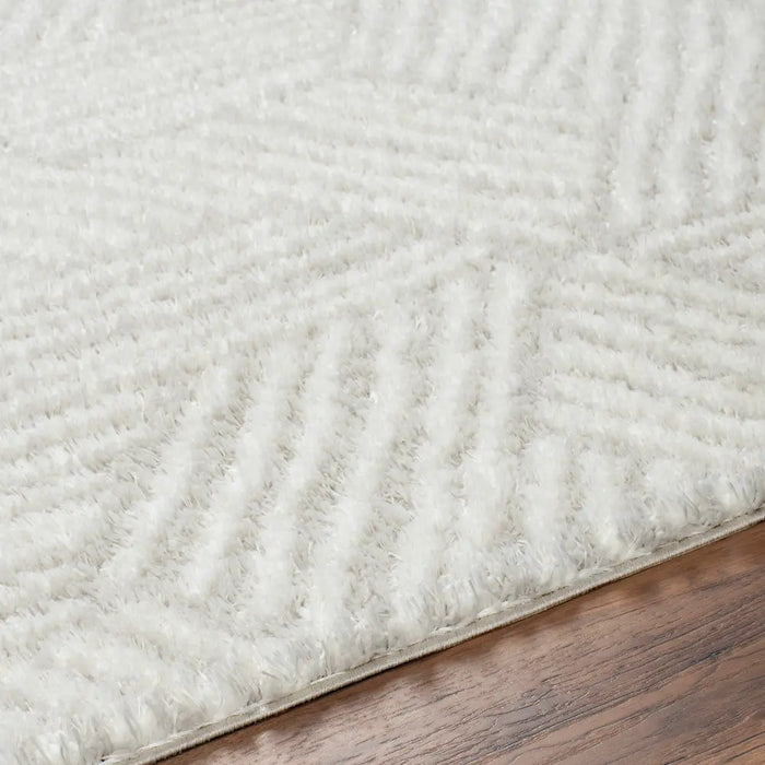 ALLIE Shaggy Geometric Plush Pile Beige Rug
