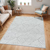 ALLIE Shaggy Geometric Plush Pile Light Grey Rug