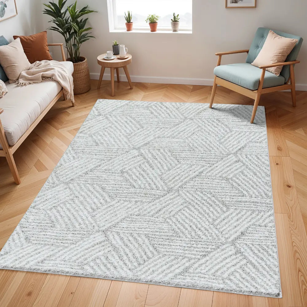 ALLIE Shaggy Geometric Plush Pile Light Grey Rug Grey Rug — RugsDirect ...