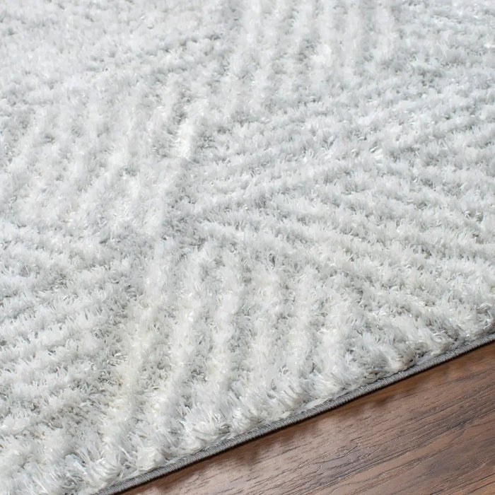 ALLIE Shaggy Geometric Plush Pile Light Grey Rug