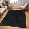 CLAIRE Shaggy Solid Color Plush Pile Black Rug Black
