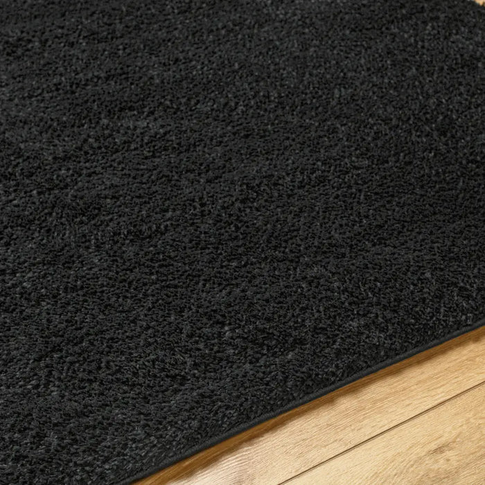 CLAIRE Shaggy Solid Color Plush Pile Black Rug Black