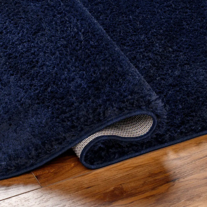 CLAIRE Shaggy Solid Color Plush Pile Cobalt Rug Blue