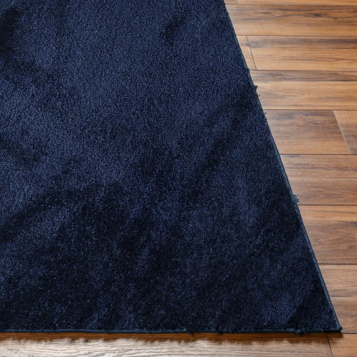 CLAIRE Shaggy Solid Color Plush Pile Cobalt Rug Blue