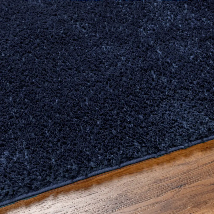 CLAIRE Shaggy Solid Color Plush Pile Cobalt Rug Blue