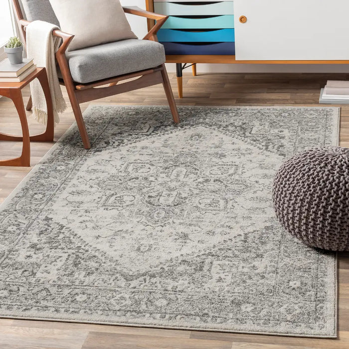 FARAH Vintage Traditional Oriental Boho Grey/White Rug