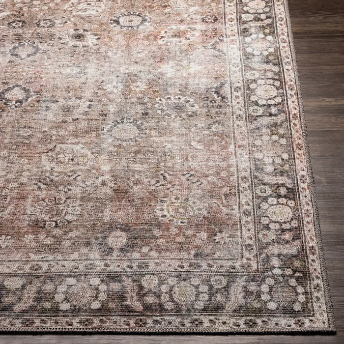 PEYTON Machine Washable Traditionnal Boho Brown Rug