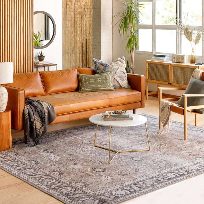 PEYTON Machine Washable Traditionnal Boho Brown Rug