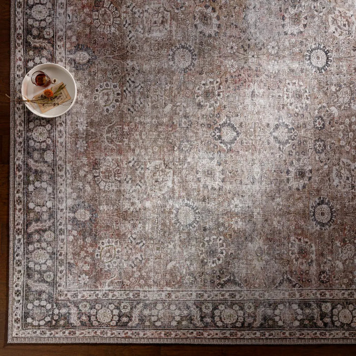 PEYTON Machine Washable Traditionnal Boho Brown Rug