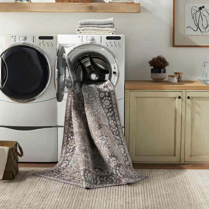 PEYTON Machine Washable Traditionnal Boho Brown Rug