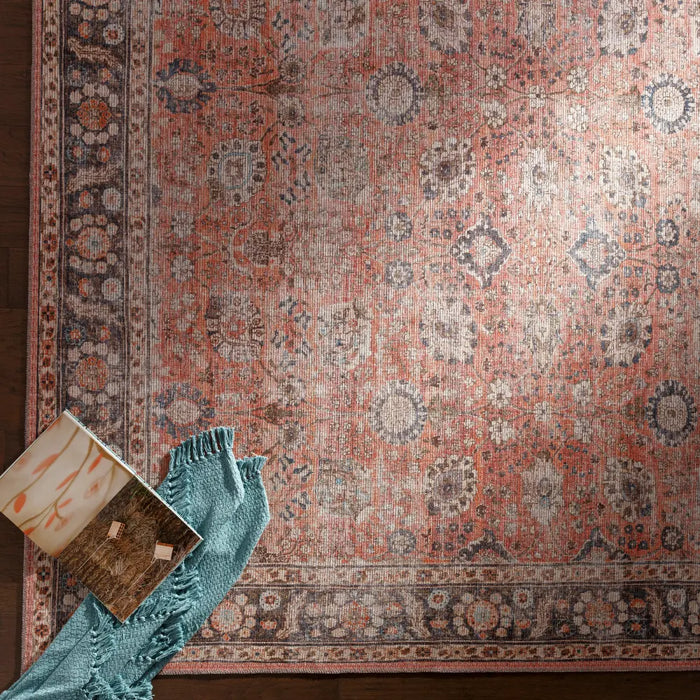 PEYTON Machine Washable Traditionnal Boho Burnt Orange Rug