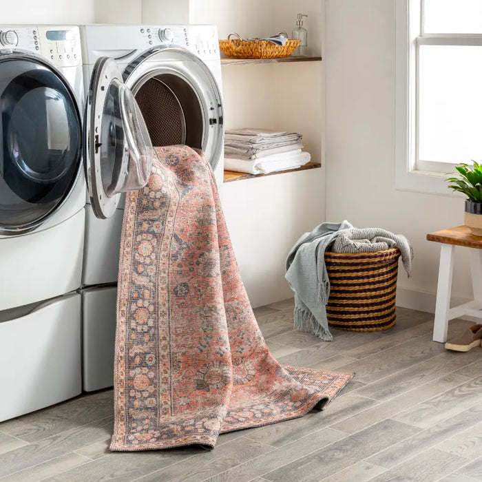 PEYTON Machine Washable Traditionnal Boho Burnt Orange Rug