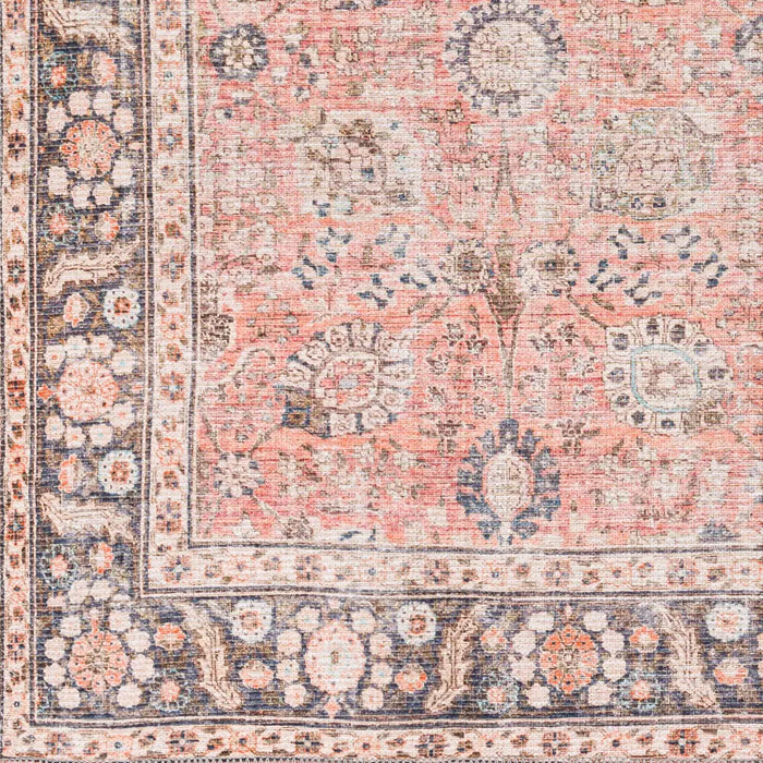 PEYTON Machine Washable Traditionnal Boho Burnt Orange Rug