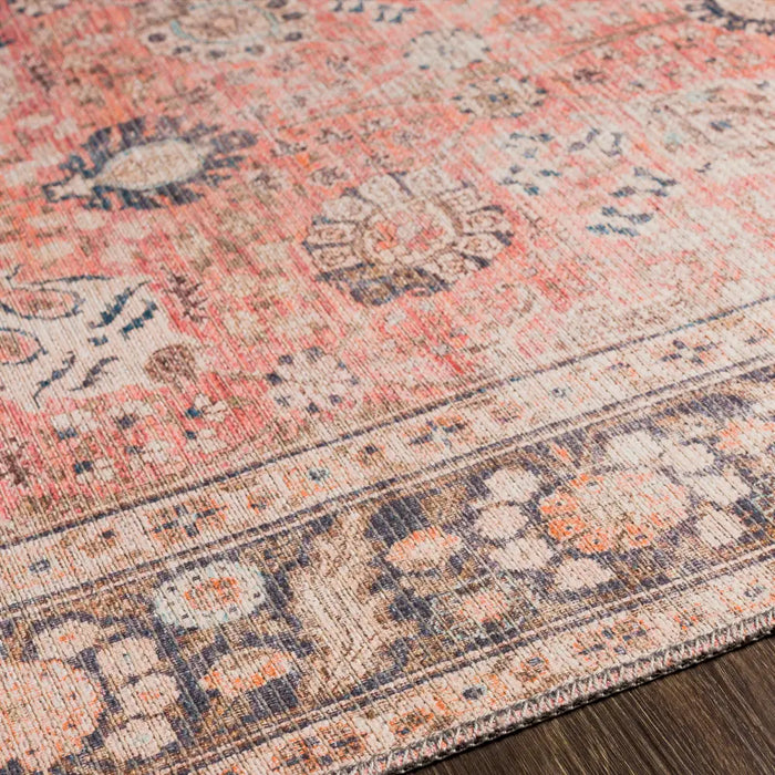 PEYTON Machine Washable Traditionnal Boho Burnt Orange Rug