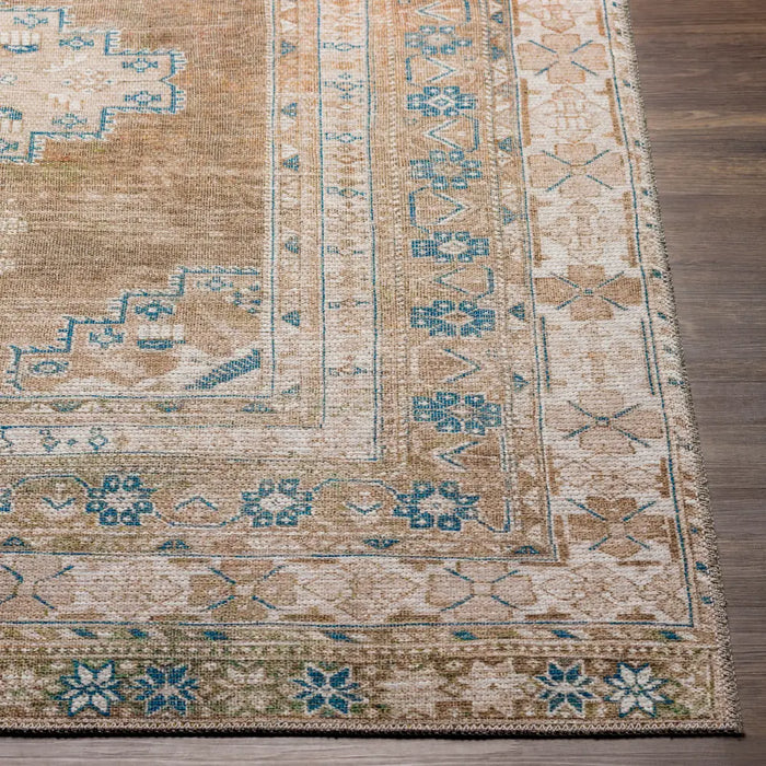 ATHENA Machine Washable Traditionnal Boho Brown Rug