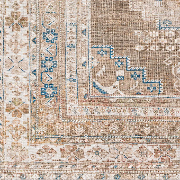 ATHENA Machine Washable Traditionnal Boho Brown Rug