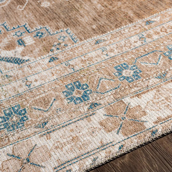 ATHENA Machine Washable Traditionnal Boho Brown Rug