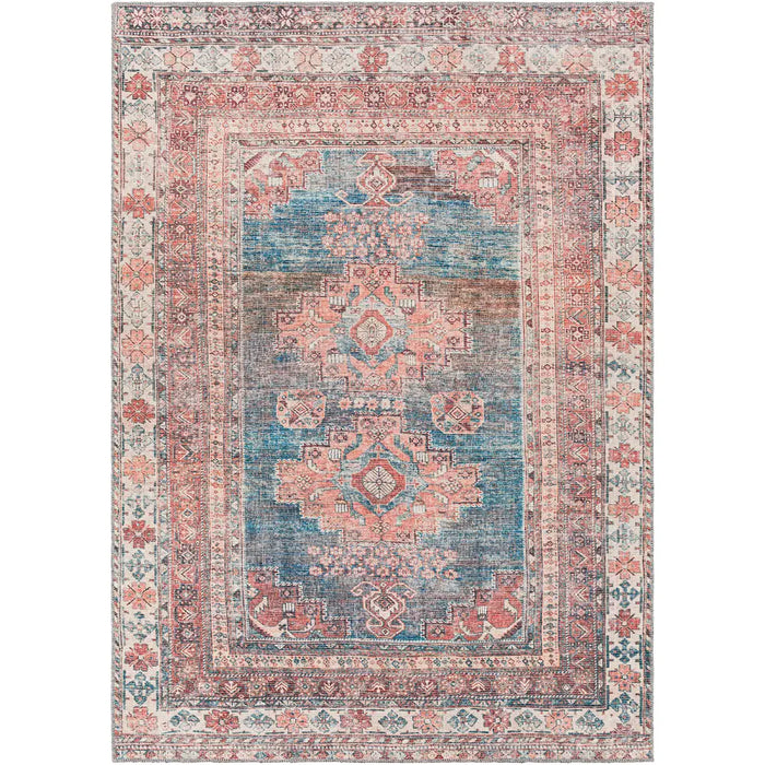 ATHENA Machine Washable Traditionnal Boho Coral Rug