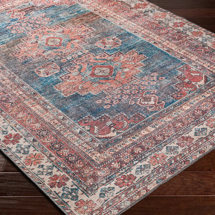 ATHENA Machine Washable Traditionnal Boho Coral Rug