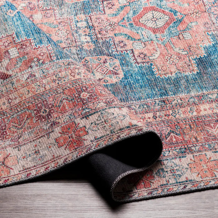ATHENA Machine Washable Traditionnal Boho Coral Rug