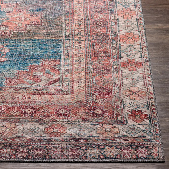 ATHENA Machine Washable Traditionnal Boho Coral Rug