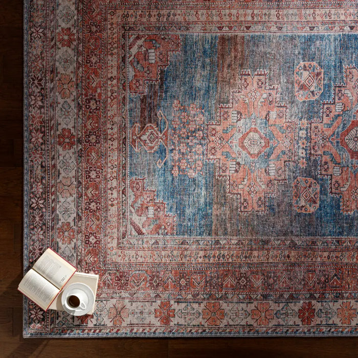 ATHENA Machine Washable Traditionnal Boho Coral Rug