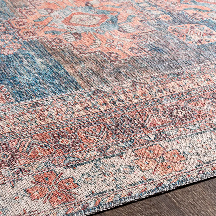 ATHENA Machine Washable Traditionnal Boho Coral Rug