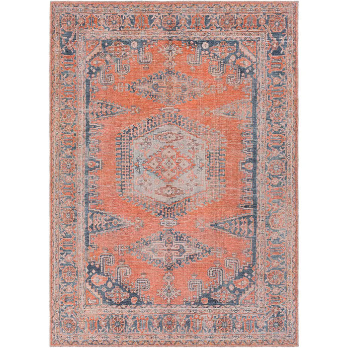 BLAIRE Machine Washable Traditionnal Boho Burnt Orange Rug